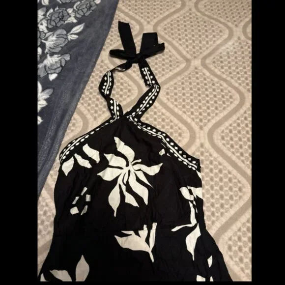 ANN TAYLOR LOFT LINEN BLEND FERN HALTER DRESS BLACK MINI NWOT $110 4 - Picture 7 of 9
